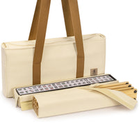 Thumbnail for Yellow Mountain Imports American Mahjong Set, “Jade Horizon” – 166 Tiles with Wooden Racks & Pushers, Wright Patterson Scoring Coins, Dice, Wind Indicator, and Soft Beige Case
