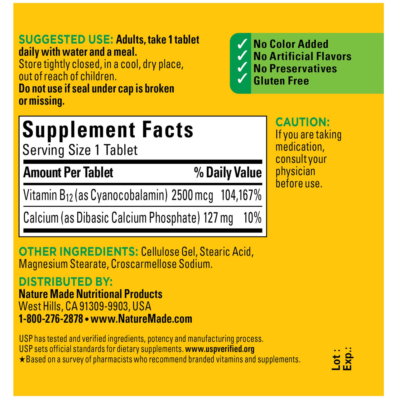 Nature Made Extra Strength Vitamin B12 2500 mcg, B12 Vitamins, Dietary Supplement for Energy Metabolism Support, 60 Tablets, 60 Day Supply