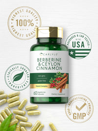 Thumbnail for Carlyle Berberine with Ceylon Cinnamon | 60 Capsules | Vegetarian, Non-GMO, Gluten Free