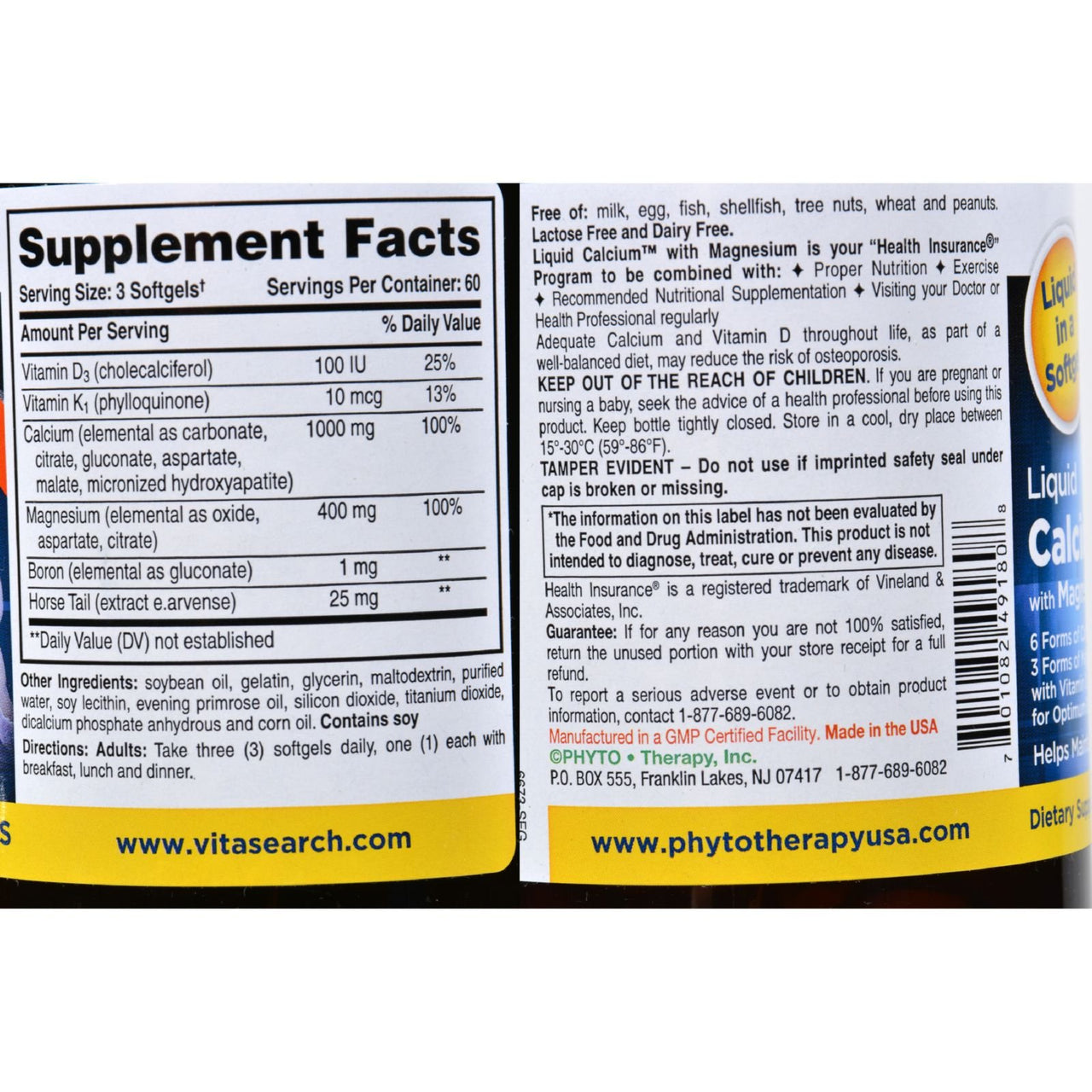 Therapy Liquid Calcium with Magnesium - 1000 mg - 180 Softgels.