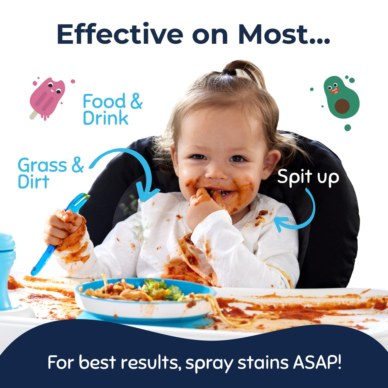 Miss Mouth's Messy Eater Stain Treater Spray - 16oz Stain Remover - Newborn & Baby Essentials - No Dry Cleaning Food, Grease, Coffee Off Laundry, Underwear, Fabric