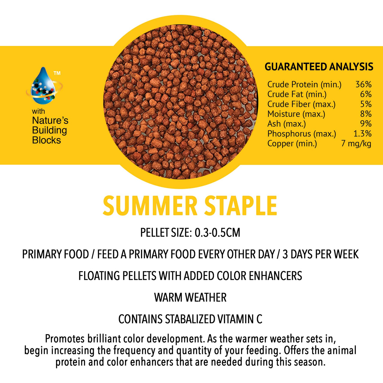 MICROBE-LIFT MLLSSLG Summer Staple Floating Fish Food Pellets for Ponds, Water Gardens, and Fountains, for Live Goldfish and Koi, 4.75 Pounds