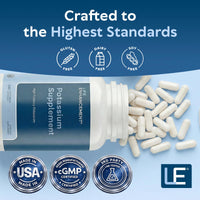 Thumbnail for Life Enhancement High Potency 1020 mg Potassium Supplement for Muscle, Brain & Bone Health - No Additives High Absorption Elemental Potassium Supplement, Made in USA (240 Capsules – 120 Servings)