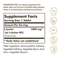 Thumbnail for Solgar L-Lysine 1000 mg, 250 Tablets - Enhanced Absorption and Assimilation - Promotes Integrity of Skin and Lips - Collagen Support - Amino Acids - Non-GMO, Vegan, Gluten Free - 250 Servings