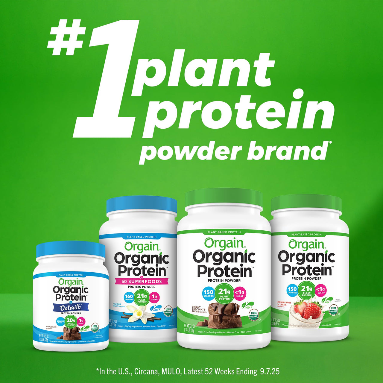 Orgain Organic Vegan Protein Powder, Natural Unsweetened - 21g of Unflavored Plant Protein, 4g Prebiotic Fiber, Low Net Carbs, No Added Sugar, Non-GMO, For Shakes & Recipes, 1.59 lb