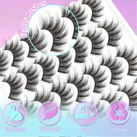 Thumbnail for Losha Eyelashes Natural Look Faux Mink Lashes Pack Handmade Fluffy False Eyelashes 14 Pairs Cat Eye Lashes (54)