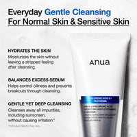 Thumbnail for Anua Hydrating Gentle Foaming Cleanser, Hyaluronic Acid, Glycerin, Zinc, Panthenol, Korean Face Wash for Dry Skin, for Double Cleansing, Korean Skincare (150ml/5.07fl oz.)