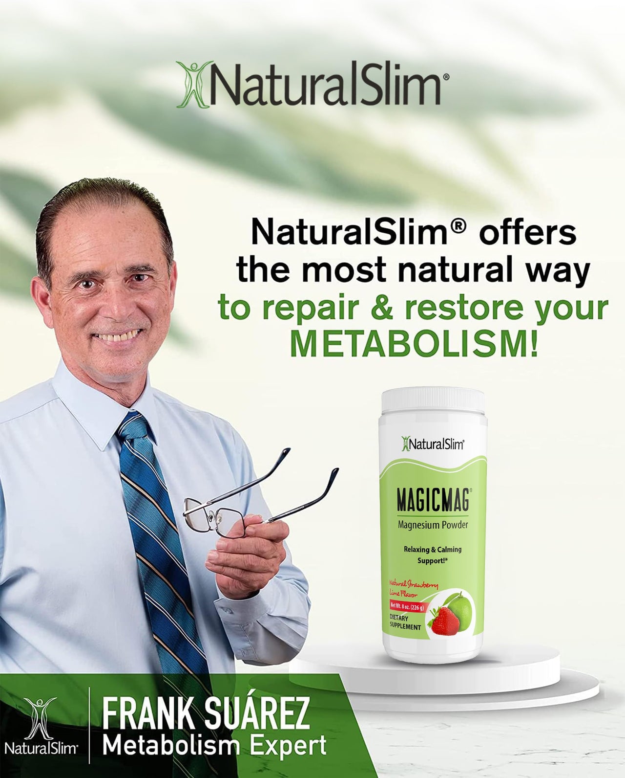 NaturalSlim MagicMag Magnesium Citrate Powder Drink for Relaxation, Stress, Constipation, Better Rest & Digestive Health, Magnesium Supplement for Women and Men, Strawberry & Lime Flavored 8oz
