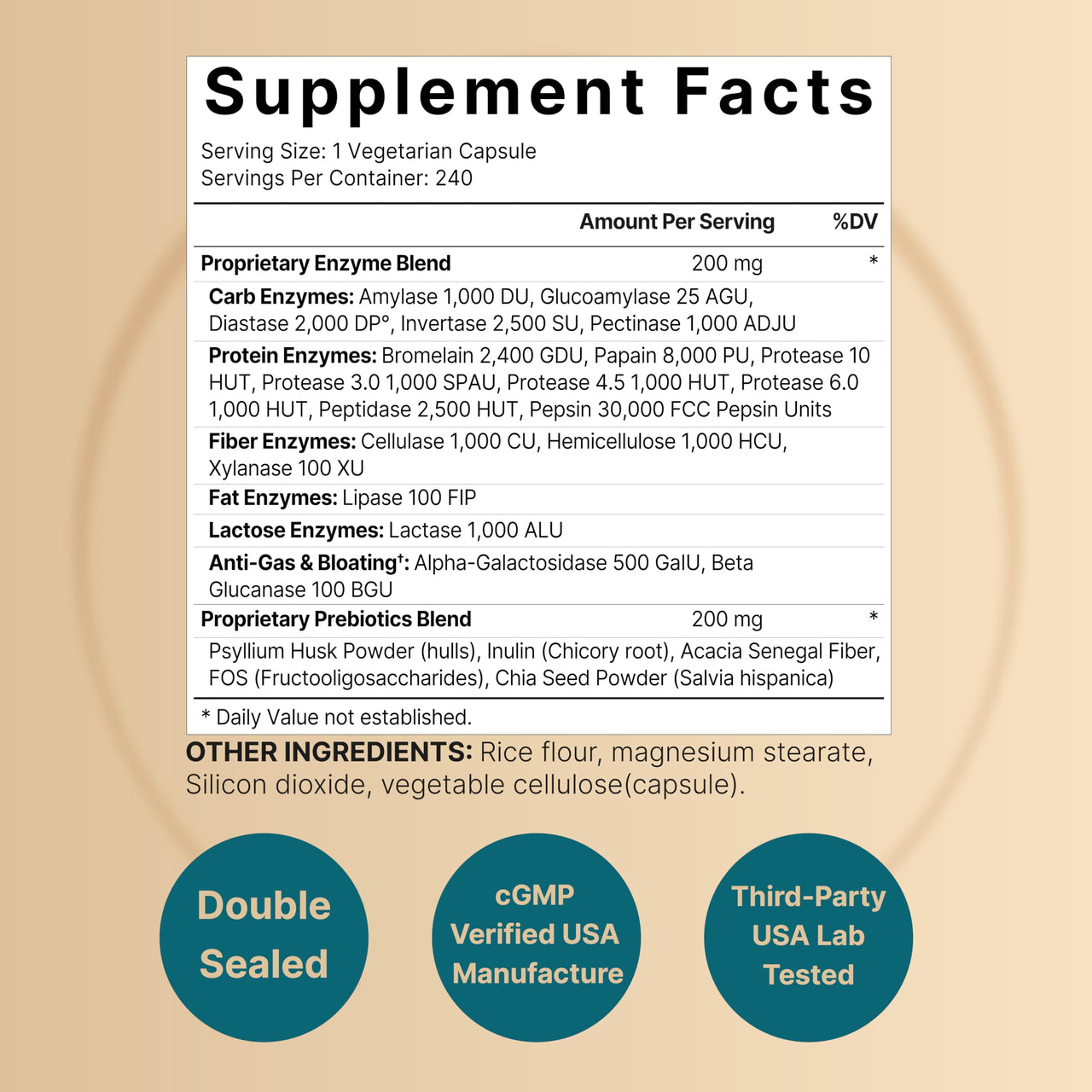 Digestive Enzymes with Probiotics and Prebiotics, 240 Veggie Capsules | Gut Health Support for Women & Men â€“ 20 Enzyme & 5 Prebiotic Pancreatic Complex | Non-GMO, Vegan