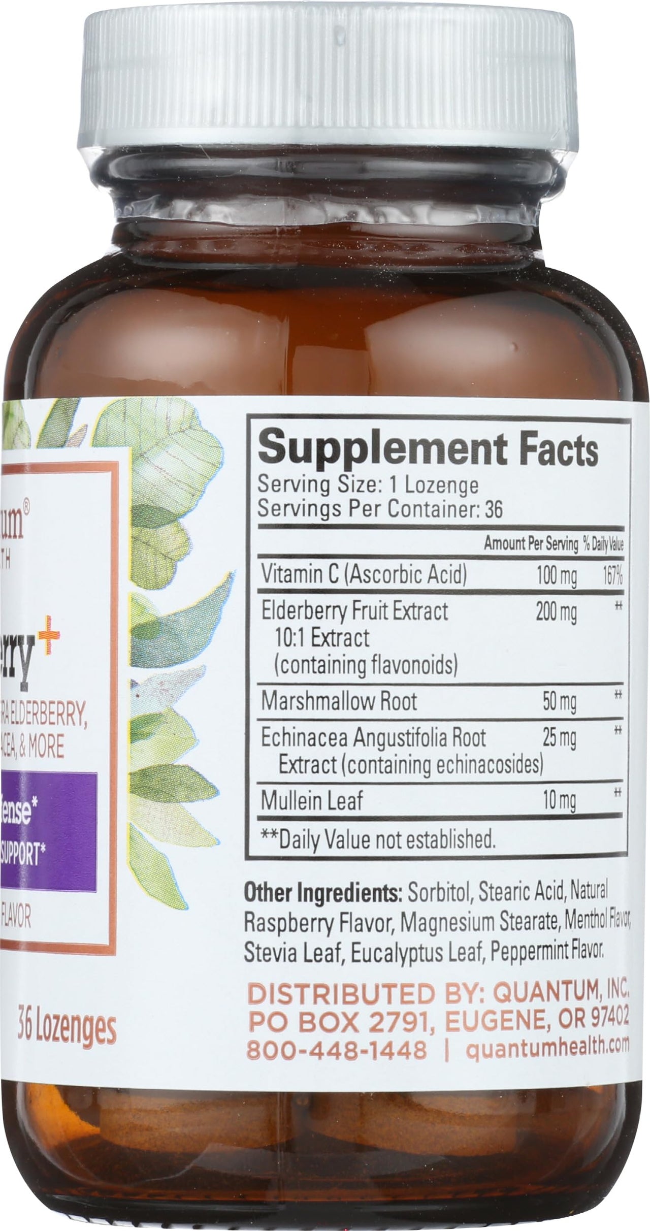 QUANTUM HEALTH Raspberry Elderberry Lozenges, 36 CT