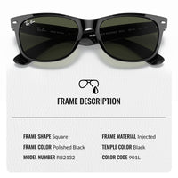 Thumbnail for Ray-Ban RB2132 NEW WAYFARER Classic Square Shape Sunglasses With Eyewear Kit Bundle - High Bridge Fit - Ideal Formal and Casual Wear Square Sunglasses