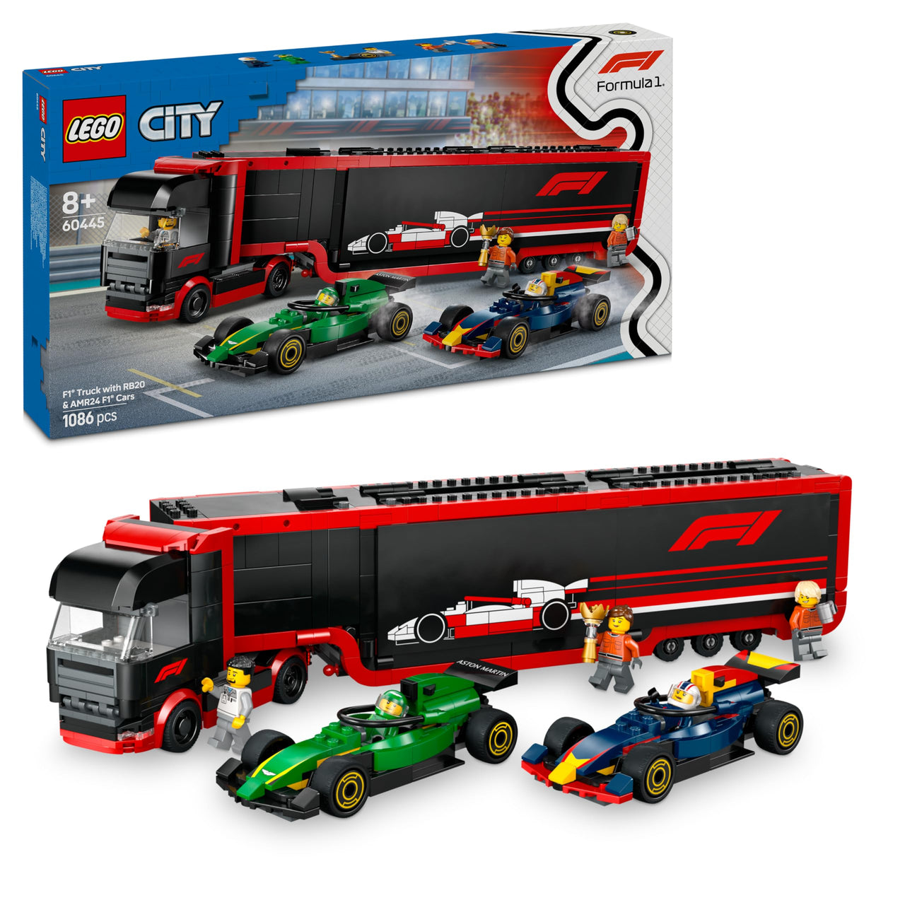 LEGO City F1(R) RB20 & AMR24 Race Car and F1(R) Truck Toy Toy Birthday Present Block Boys Girls Children 8 Years 9 10 Years Old Elementary School Vehicle Car Mini Car 60445