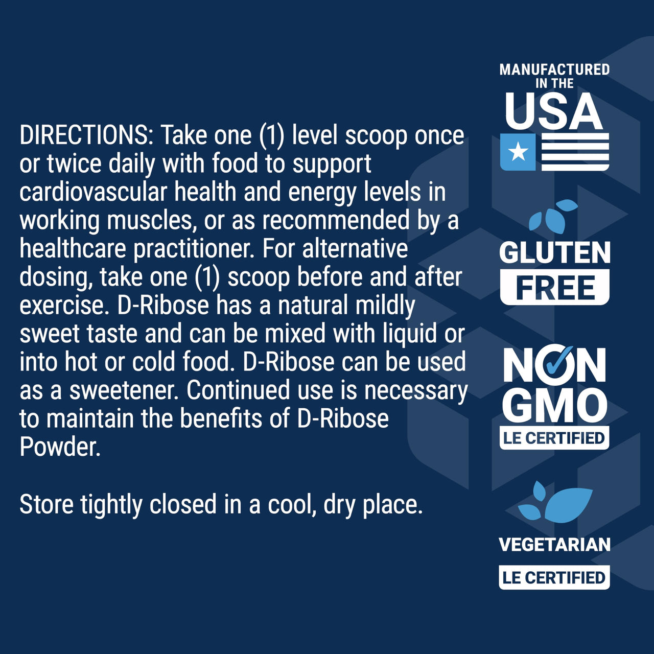 Life Extension D-Ribose Powder, Dissolve in Liquid to Encourage Cellular Energy Production and Support Heart and Muscle Health, Gluten-Free, Non-GMO, Vegetarian, 150 Grams