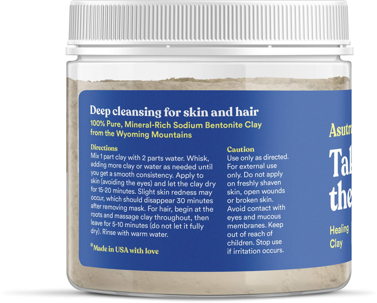 ASUTRA Indian Healing Clay Mask, 1 lb - For Skin & Hair Care, Deep Pore Cleansing, Soften, & Brighten Complexion, Anti-Blemish Acne Treatment, Anti-Aging Properties, Unscented Sodium Bentonite Clay