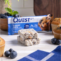 Thumbnail for Quest Nutrition Blueberry Muffin Protein Bars, 20g Protein, 2g Sugar, 5g Net Carb, Gluten Free, Keto Friendly, 12 Count