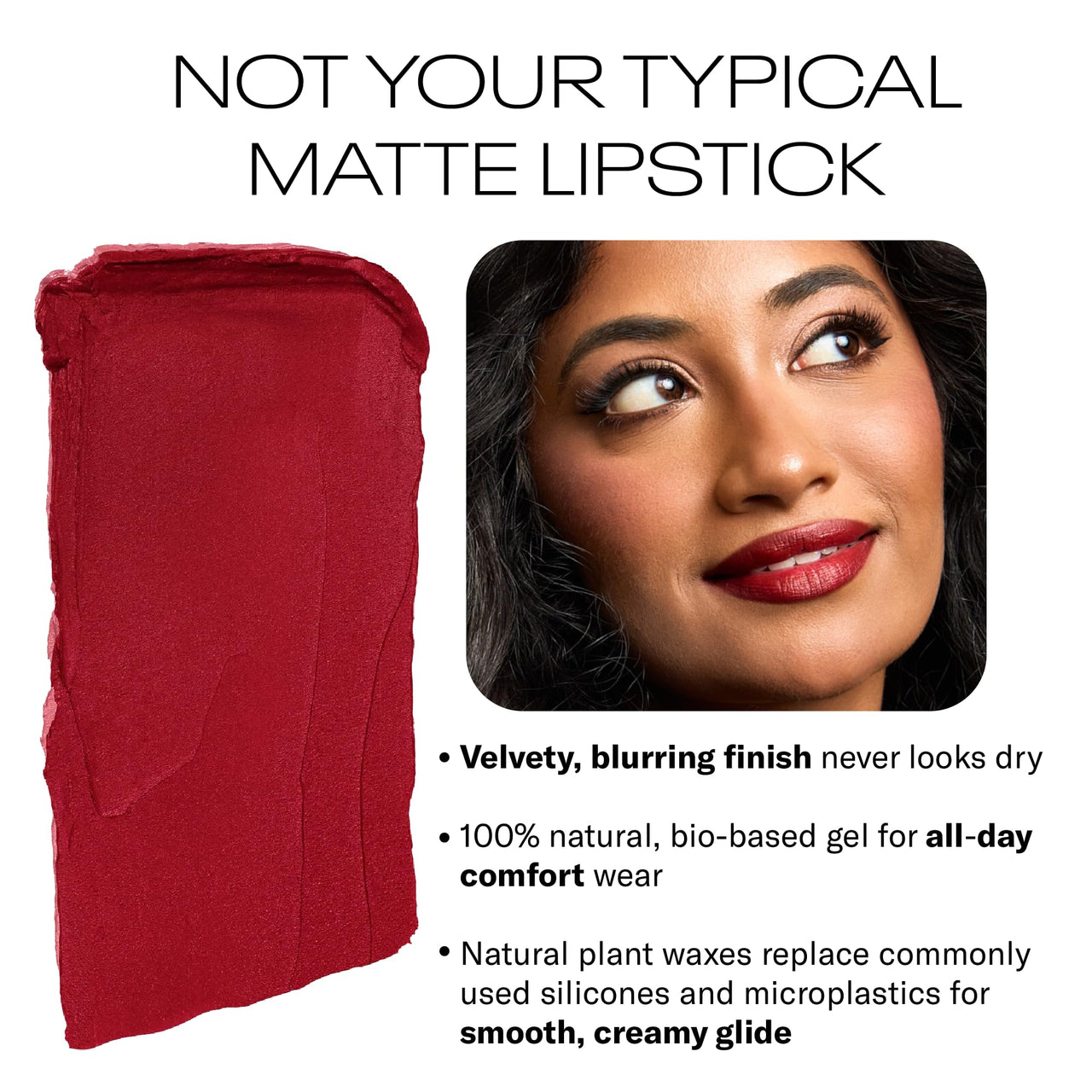 MOB Beauty Soft Matte Lipstick Redemption – Muted Merlot Red | Weightless, One-Swipe Color Infused with Skincare | Vegan, Silicone-Free, Cruelty-Free Formula in a Biodegradable Capsule