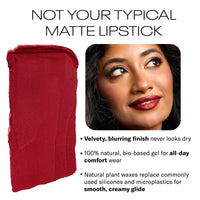 Thumbnail for MOB Beauty Soft Matte Lipstick Redemption – Muted Merlot Red | Weightless, One-Swipe Color Infused with Skincare | Vegan, Silicone-Free, Cruelty-Free Formula in a Biodegradable Capsule