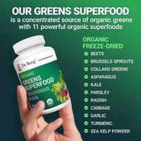 Thumbnail for Dr. Berg's Greens Superfood Cruciferous Vegetable Tablets - Vegetable Supplements for Adults w/ 11 Phytonutrient Super Greens Tablets - Energy, Immune System & Liver Veggie Tablets - 250 Tablets