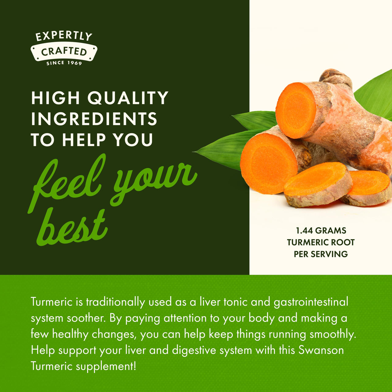 Swanson Turmeric Antioxidant, Joint Health, Cardiovascular, Liver Detox, Mood and Memory Support Supplement Curcuma Longa (Rhizome) 720 mg, 240 Capsules, 120 Servings, 1.44 Grams per Serving