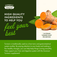 Thumbnail for Swanson Turmeric Antioxidant, Joint Health, Cardiovascular, Liver Detox, Mood and Memory Support Supplement Curcuma Longa (Rhizome) 720 mg, 240 Capsules, 120 Servings, 1.44 Grams per Serving