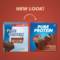 Thumbnail for Pure Protein Chocolate Deluxe Protein Bars – 21g Protein, 3g Sugar, 190 Calories (12 count) Low Sugar* High Protein Snack - Gluten Free - Perfect for a Healthy Snack