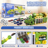 Thumbnail for BYFWH Foldable Triceratops Truck Toy, Ejection Shooting with Storage Bay Compact Foldable Design with Shooting Launcher, 10 Cars & 12 Soft Balls, Fun for Boys & Girls 3-12