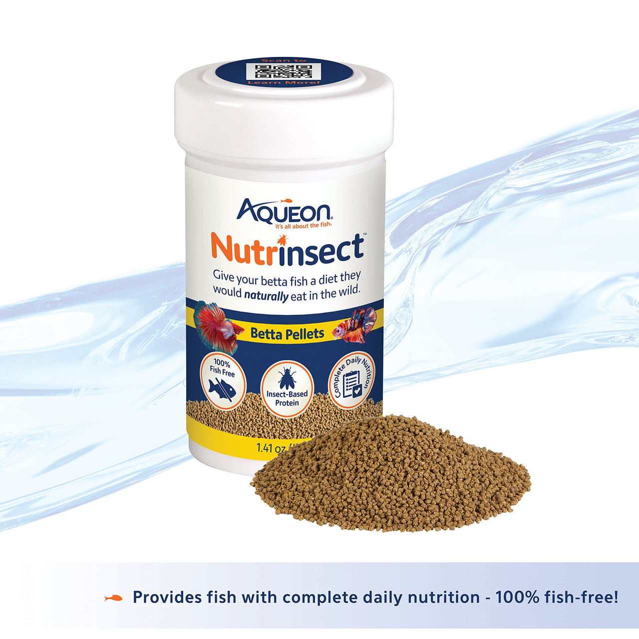 Aqueon Nutrinsect Fish-Free Fish Food, Betta Pellets, 1.41 oz