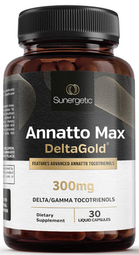 Thumbnail for Sunergetic Premium Annatto Tocotrienol Supplement – with DeltaGold – Tocotrienols Vitamin E 300 mg – Supports Liver, Immune & Heart Health - Delta + Gamma Tocotrienols (30 Liquid Capsules)