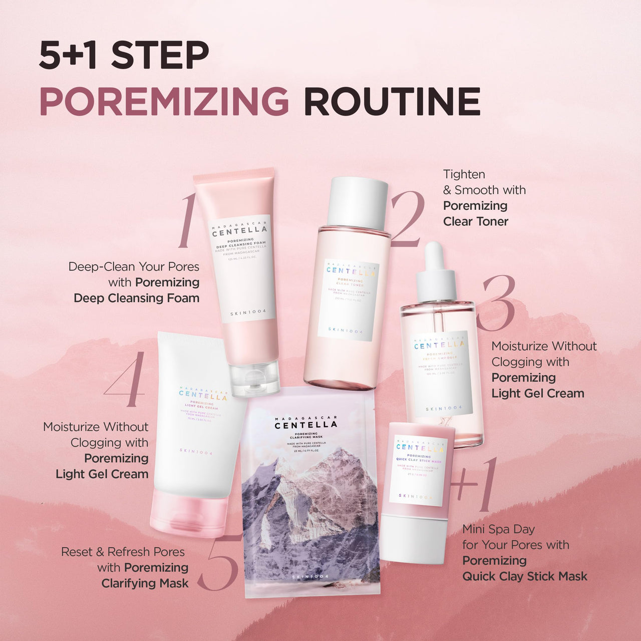 SKIN1004 Poremizing Quick Clay Stick Mask, Face Mask Skincare for Pore Minimizing, Facial Clay Mask with Centella, Pore Minimizer for Sebum Control, Pink Mud Mask, Korean Skin Care, 0.95 oz / 27g