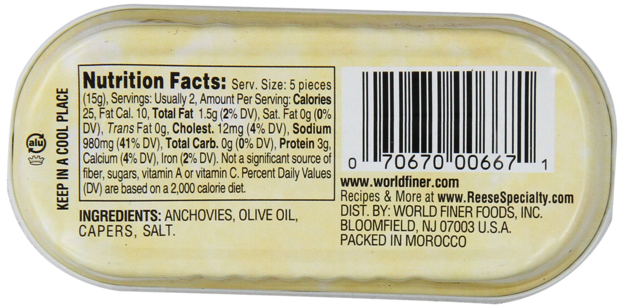 Reese Rolled Anchovies, 2 Ounce Tins (Pack of 10)