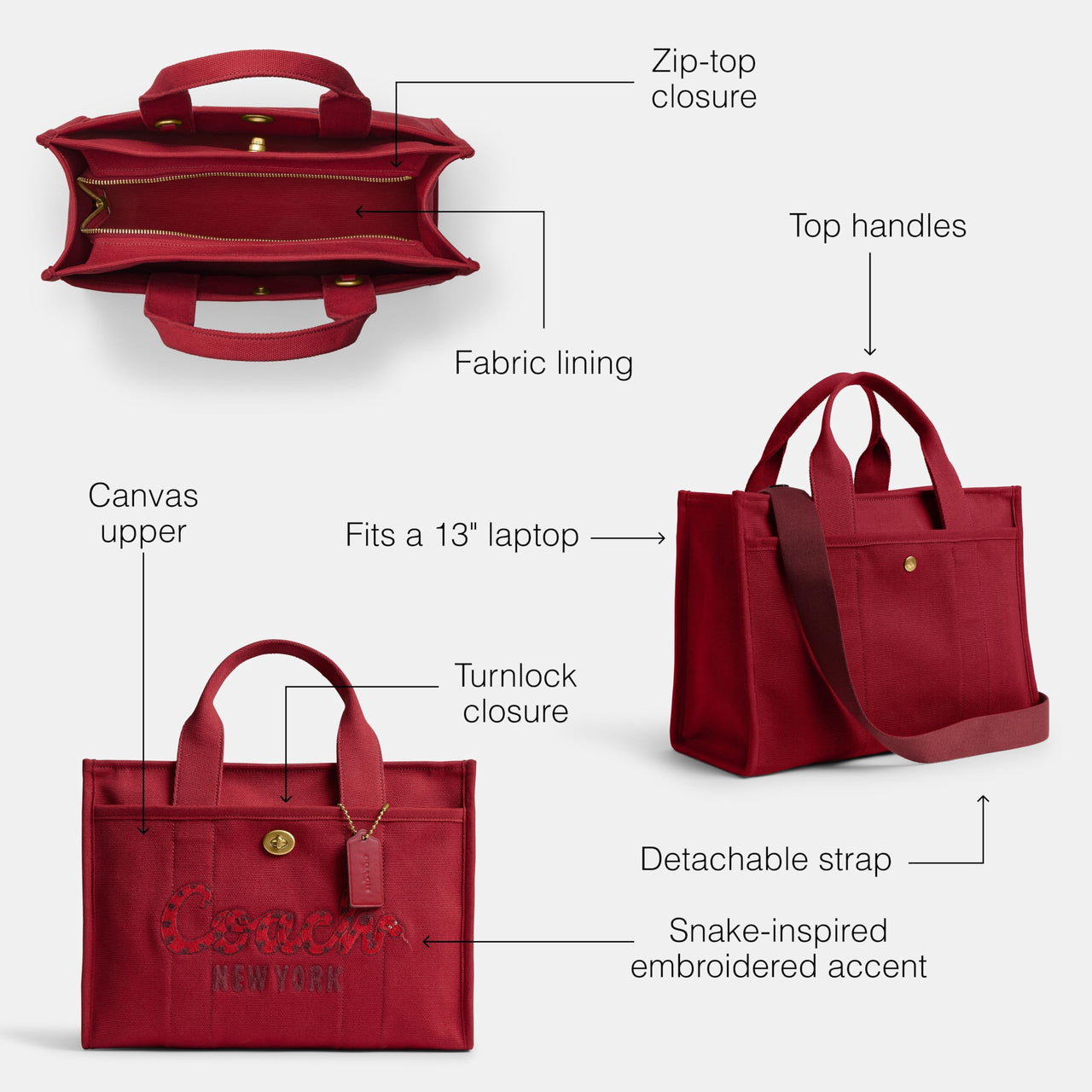 COACH New Year Snake Script Cargo Tote