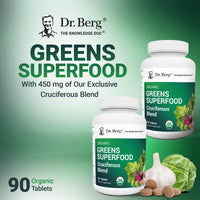 Thumbnail for Dr. Berg's Greens Superfood Cruciferous Vegetable Tablets - Vegetable Supplements for Adults w/ 11 Phytonutrient Super Greens - Energy, Immune System & Liver Veggie Tablets - 90 Tablet