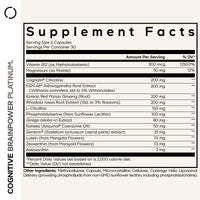 Thumbnail for Codeage Cognitive Brainpower Platinum Supplement - Cognizin Citicoline, KSM-66 Ashwagandha, Panax Ginseng, Rhodiola, Phosphatidylserine, Ginkgo, Ubiquinol CoQ10, Liposomal - Non-GMO - 90 Capsules