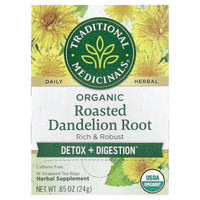 Thumbnail for Traditional Medicinals Organic, Roasted, Dandelion Root Tea - Supports Normal Detox + Digestion - Kosher, Non-GMO, Caffeine-Free, Compostable - 16 Tea Bags