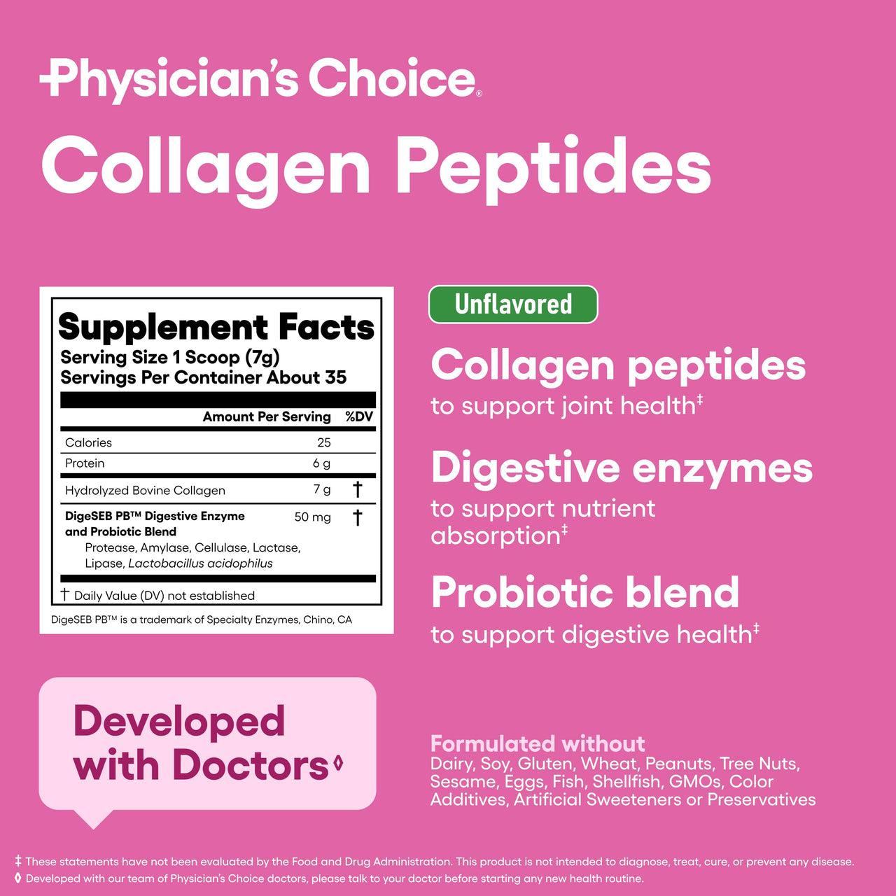 Physician's CHOICE - Full Gut Health Bundle: Collagen Peptides Powder + Digestive Enzymes 60ct for Digestive Comfort, Workout Recovery, & Skin, Nails, and Joint Support