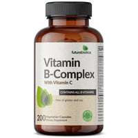 Thumbnail for Futurebiotics Vitamin B Complex with Vitamin C Supports Energy Production, Nervous System & Immune Support - Non-GMO, 200 Vegetarian Capsules