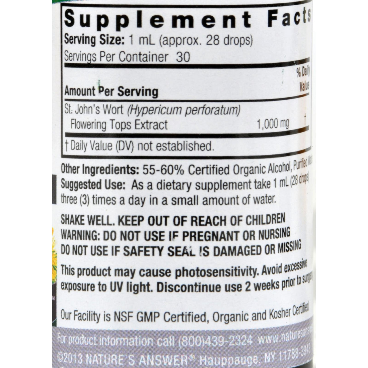 Nature's Answer St. John's Wort Young Flowering Tops with Organic Alcohol, 1-Fluid Ounce