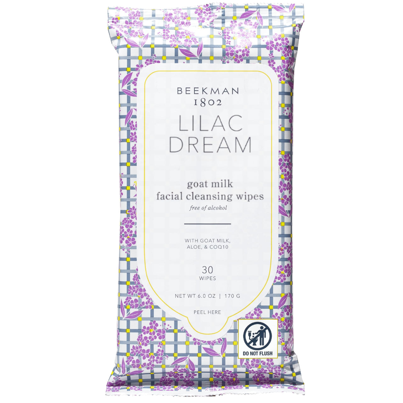 Beekman 1802 Face Wipes – Makeup Remover Wipes for Face, Facial Cleansing Wipes that Remove Makeup & Dirt, Travel Essentials, Face Wipes with Goat Milk & Aloe, Lilac Dream 30 Count