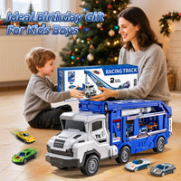 Thumbnail for Transport Truck Toys for 3 4 5 6 7 Years Old Boys,Toys Cars Track Set Transporter Trucks with 12 Die-Cast Car Toys 2 Race catapults Dual-Track Model,Toddler Car Toy Set for Kids Boys Girls