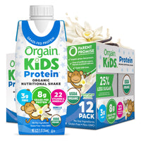 Thumbnail for Orgain Organic Kids Nutritional Protein Shake, Vanilla, Healthy Kids Snacks, 8g Dairy Protein, 3g Fiber, 22 Vitamins & Minerals, No Soy ingredients, Gluten Free, Non-GMO, 8.25 Fl Oz (Pack of 12)