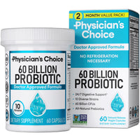 Thumbnail for Physician's CHOICE Probiotics 60 Billion CFU - 10 Strains + Organic Prebiotics - Immune, Digestive & Gut Health - Supports Occasional Constipation, Diarrhea, Gas & Bloating - for Women & Men - 60ct