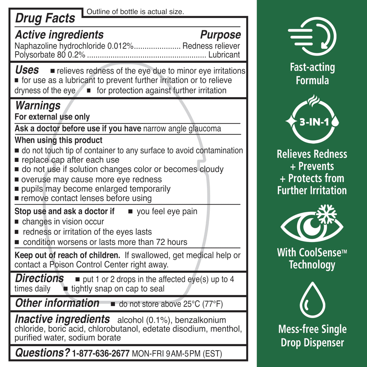 Rohto Cool Relief, Redness Reliever Lubricant Eye Drops, Relieves Redness, Prevents and Protects Further Irritation, Cools and Soothes Red, Dry, Itchy Eyes, Fast-Acting Formula, 0.4 fl oz (Pack of 3)