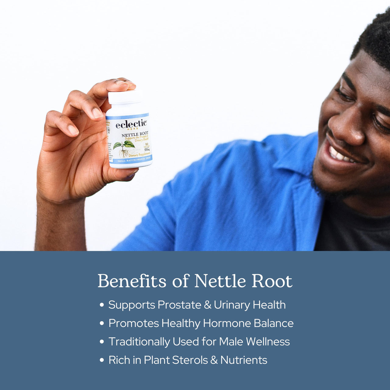 Eclectic Herb - Nettle Root Capsules | Prostate, Urinary Tract, and Male Health Support | Vegan, Non-GMO, Gluten Free, Freeze-Dried (90 CT | 250 mg)