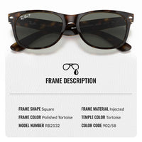 Thumbnail for Ray-Ban RB2132 NEW WAYFARER Classic Polarized Square Shape Sunglasses With Eyewear Kit Bundle - High Bridge Fit - Casual Wear Square Sunglasses