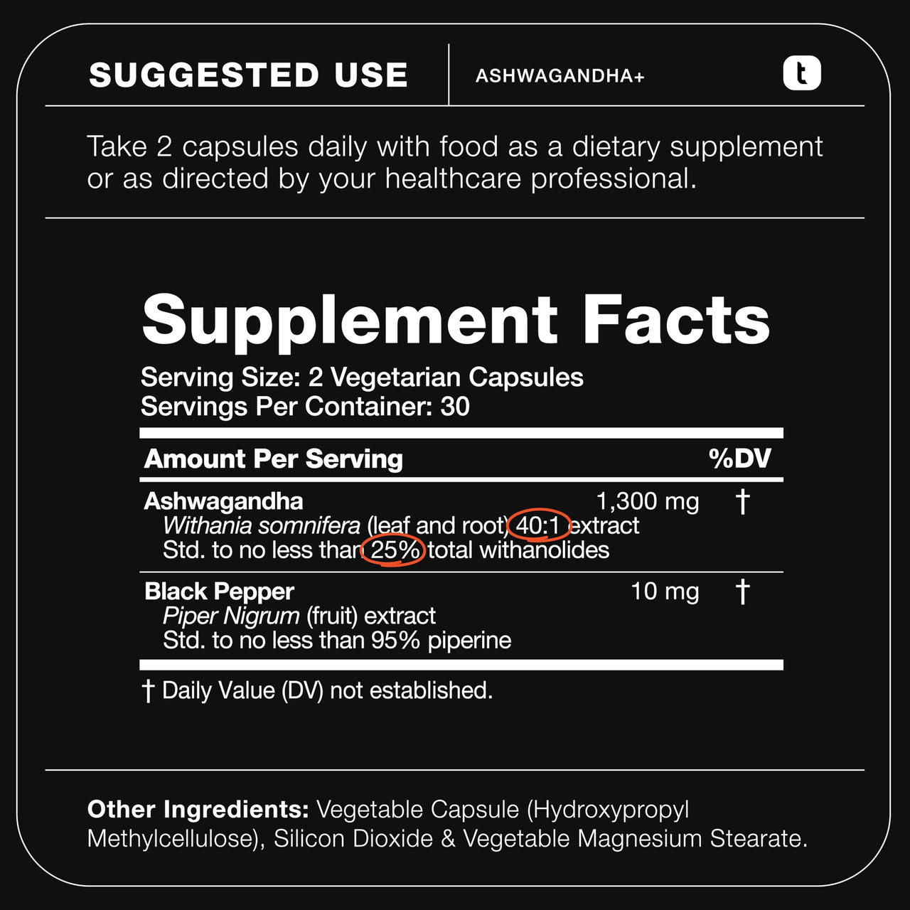 Ashwagandha - Ultra High Potency 40:1 Extract with 25% Withanolides - Wild Harvested in India - Highly Concentrated & Third-Party Lab Tested - 60 Capsules