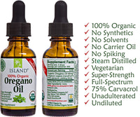 Thumbnail for Island Nutrition, Oregano Oil Organic Liquid Drops - 100% Pure & Undiluted - USDA-Certified Organic (1 oz) 75% Carvacrol - Grown in Spain - Immune Support Supplement with Oil of Oregano.