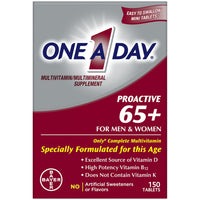 Thumbnail for One A Day Proactive 65+, Mens & Womens Multivitamin, Supplement with Vitamin A, C, D, and Zinc to Support Bone Health & Cell Health, Calcium, Folic Acid, Tablet 150 Count