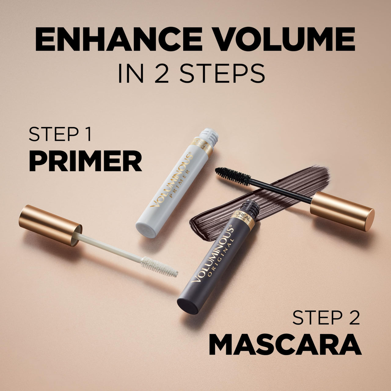 L’Oréal Paris Makeup Voluminous Original Waterproof Mascara, Black Brown, 0.28 Fl Oz (Pack of 2)