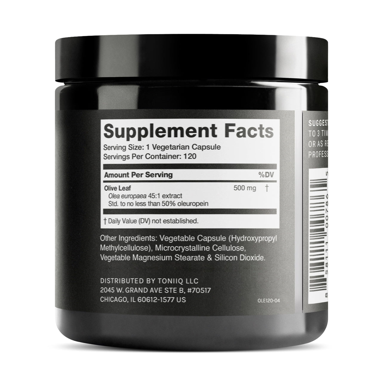 Toniiq Olive Leaf Extract - Ultra High Potency 45:1 Extract with 50% Oleuropein - Highly Concentrated - Third-Party Lab Tested - 120 Capsules