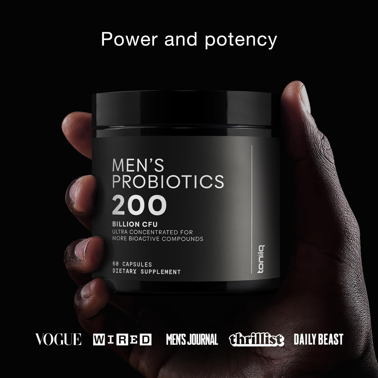 Toniiq Mens Probiotic with 20 Verified Strains – 200 Bilion CFU + 200mg FOS Prebiotic – Mens Probiotics for Gut Health - Cold-Chain & Delayed-Release – Lab-Tested Synbiotic Formula